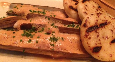 Kammussla, äggchilicreme